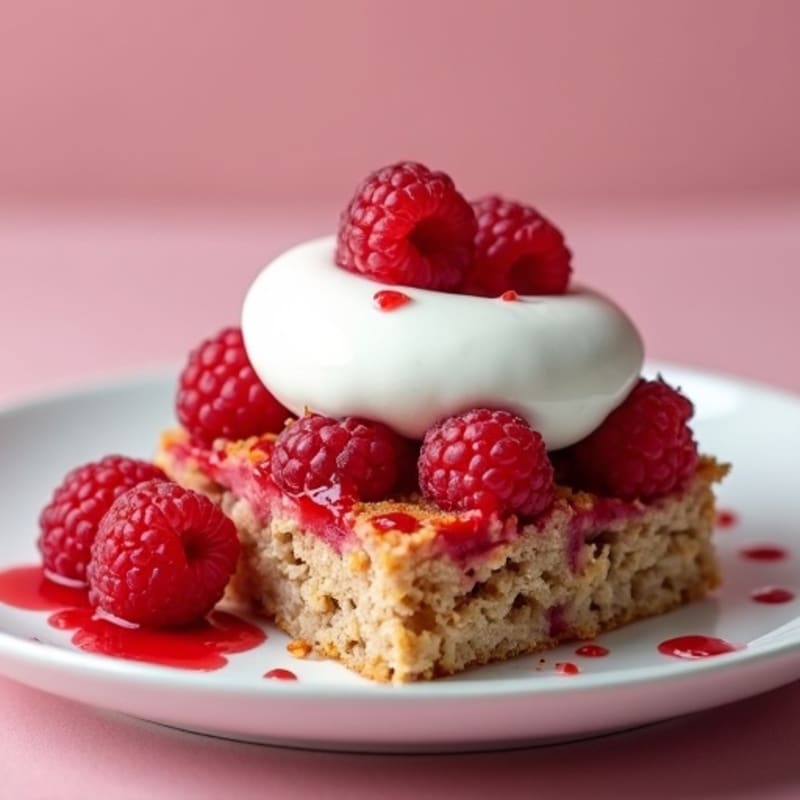 Crispy Raspberry Baked Oats with Creamy Greek Yogurt Swirl