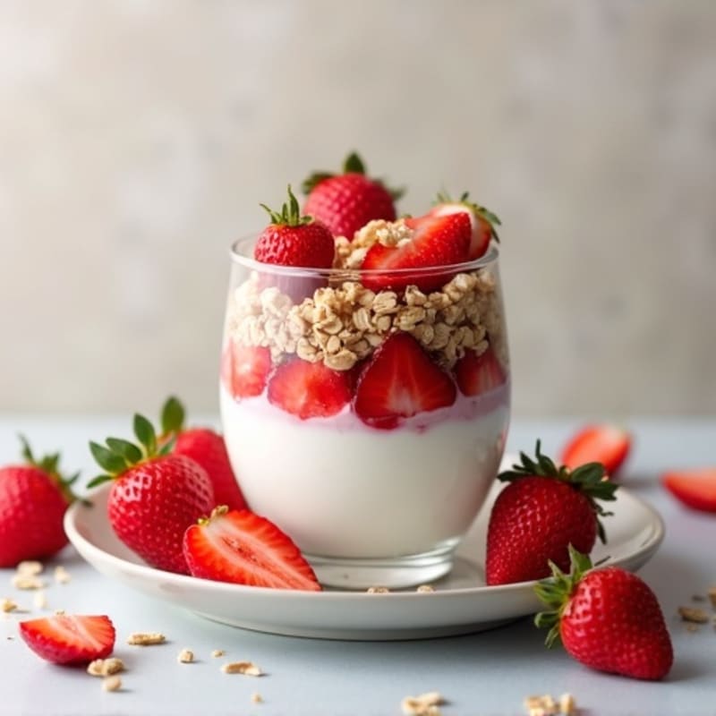 Strawberry Creamy Yogurt Parfait with Crispy Whole Grain Crumble