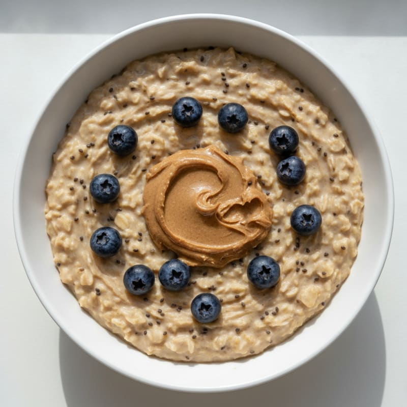 Creamy Almond Butter Protein Oats with Chia and Berries