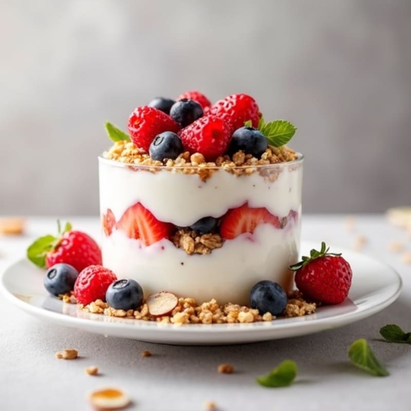 Creamy Greek Yogurt Parfait with Mixed Berries and Almonds