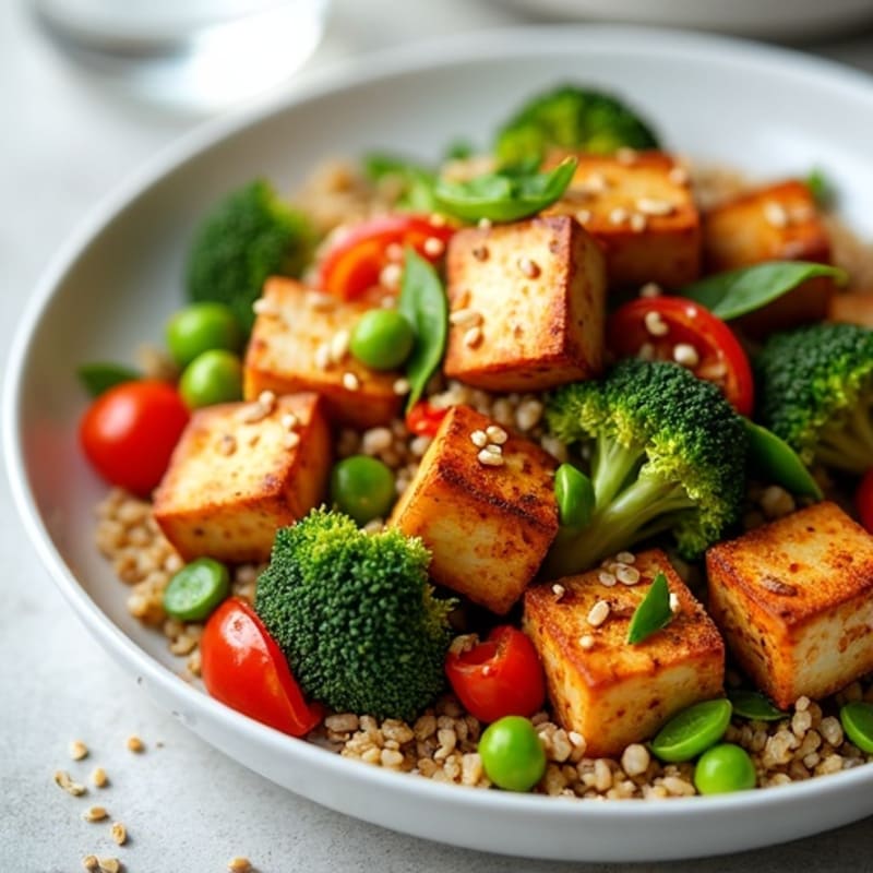 Crispy Sesame Tofu Stir-Fry with Fresh Vegetables