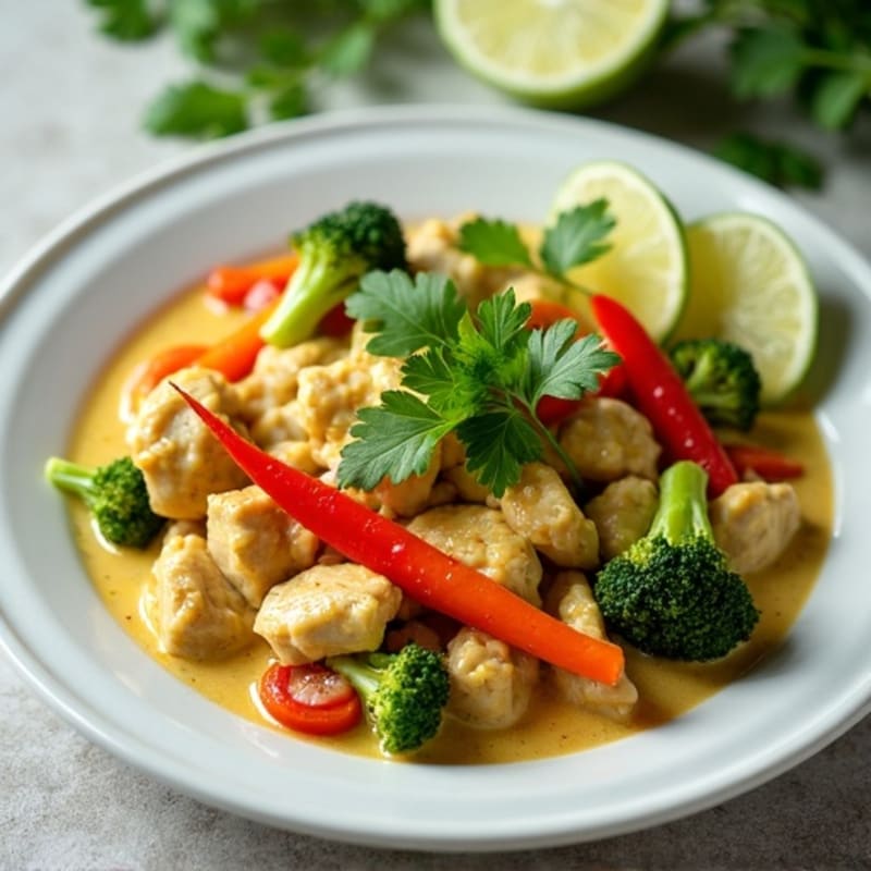 Creamy Coconut Green Curry Chicken with Fresh Crisp Vegetables