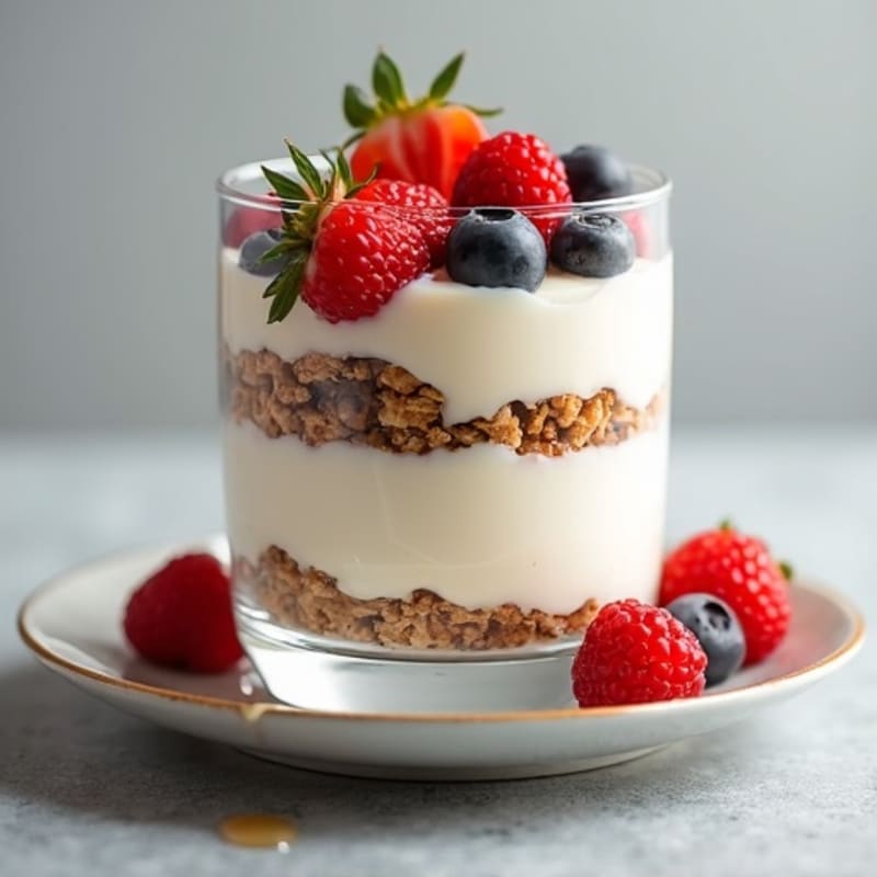 Creamy Cheesecake Yogurt Parfait with Fresh Berries and Crunchy Granola