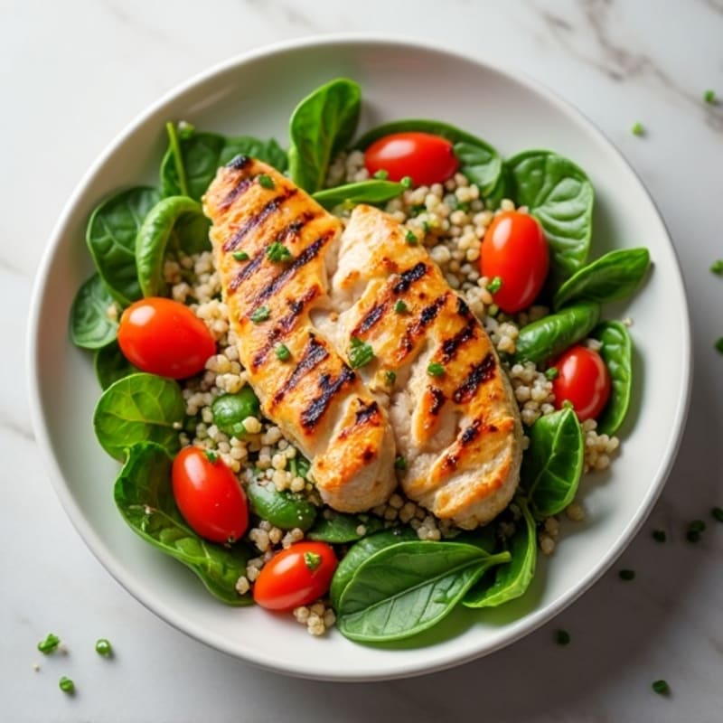 Grilled Chicken and Quinoa Salad with Spinach