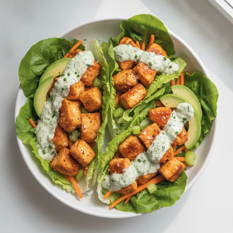 Buffalo Ranch Chicken Lettuce Wraps