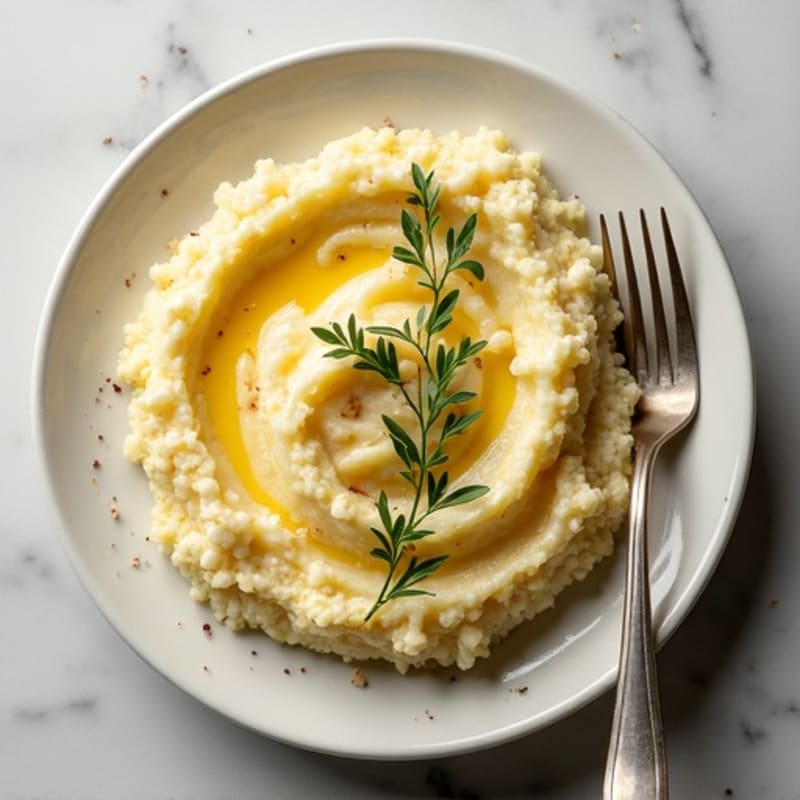 Creamy Cauliflower-Potato Mash with Roasted Garlic