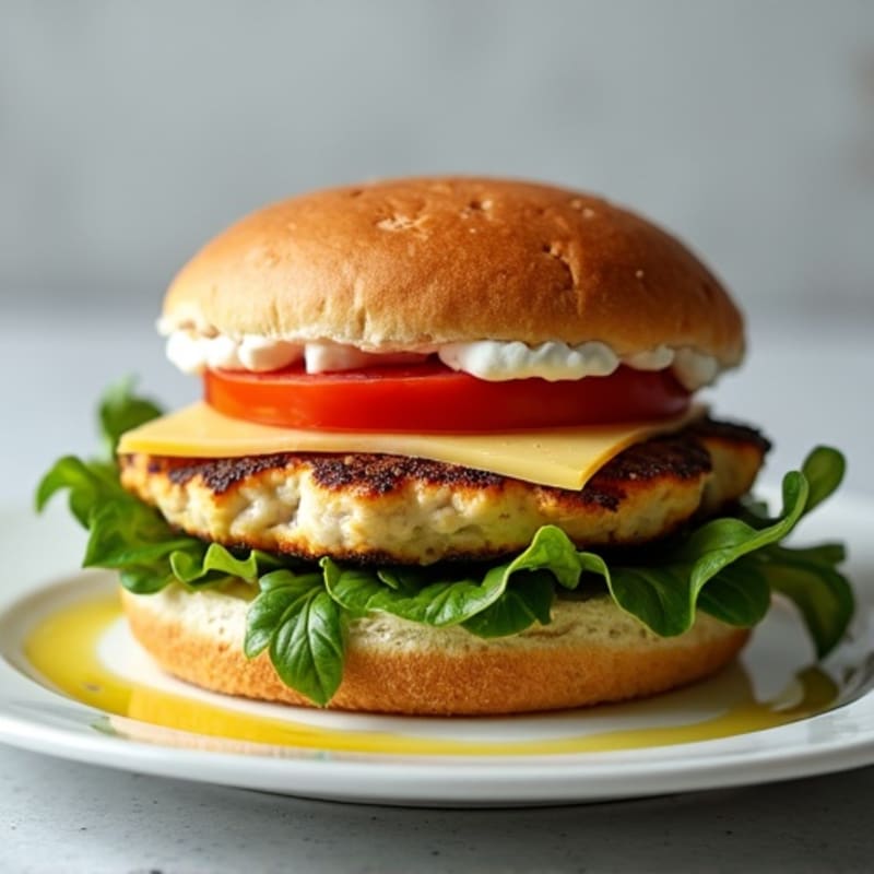 Grilled Chicken Burger with Leafy Greens and Tomato