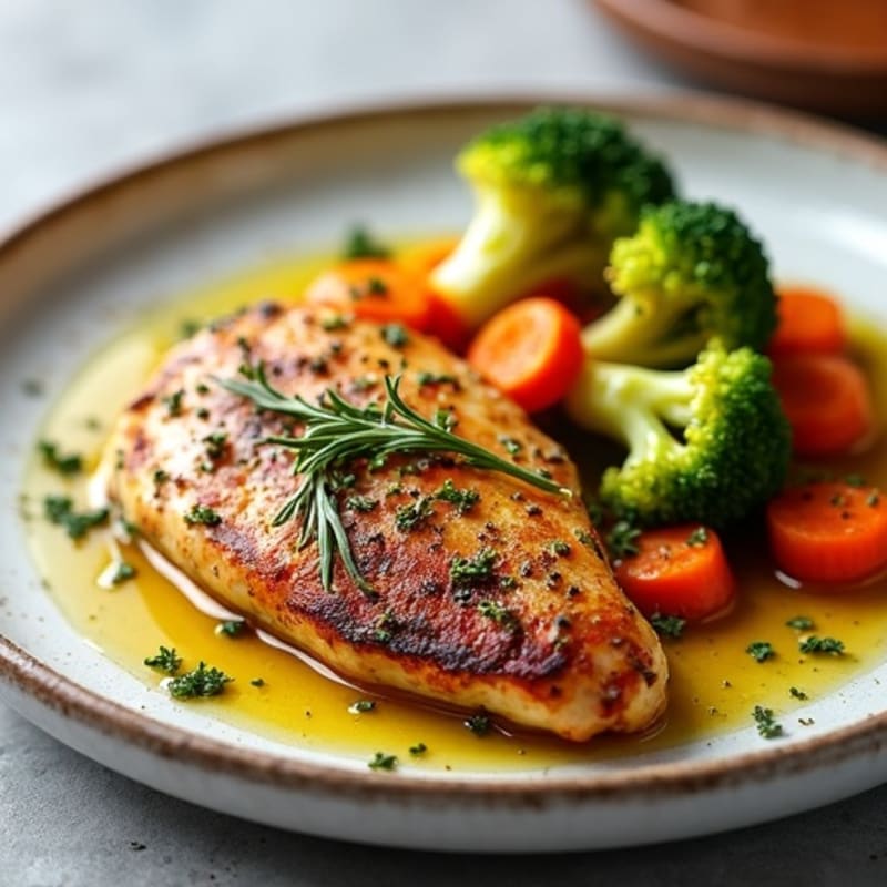 Herb-Crusted Pan Seared Chicken with Roasted Vegetables