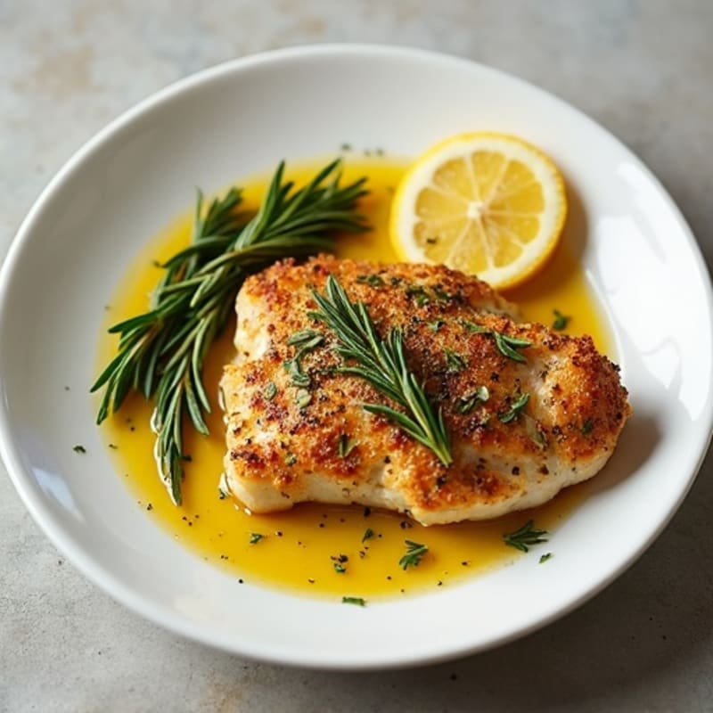 Herb-Crusted Pan Seared Chicken with Lemon Garlic Sauce