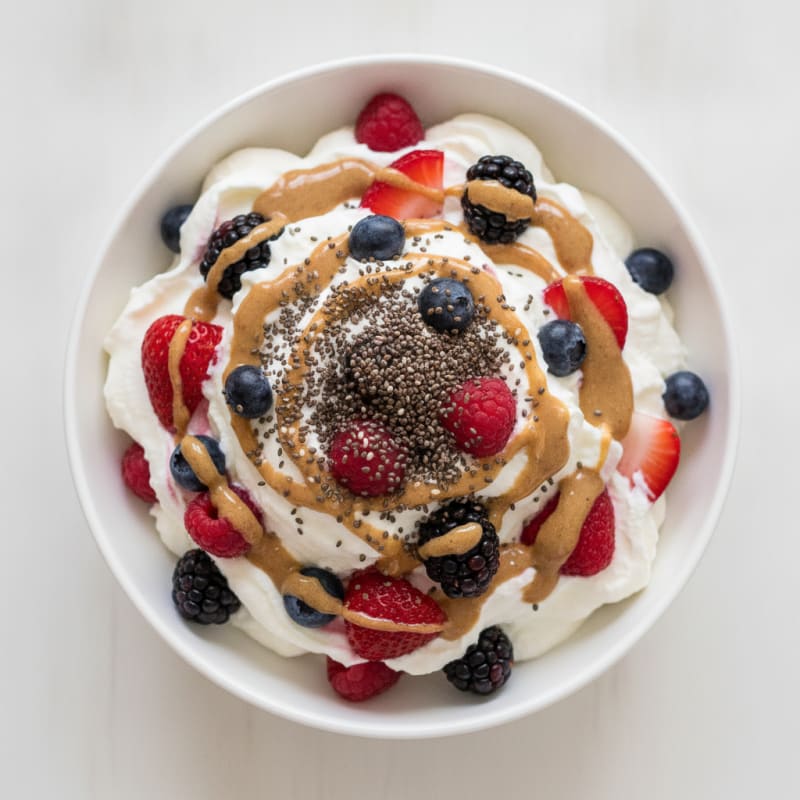 Silky Greek Yogurt Protein Pudding with Mixed Berries