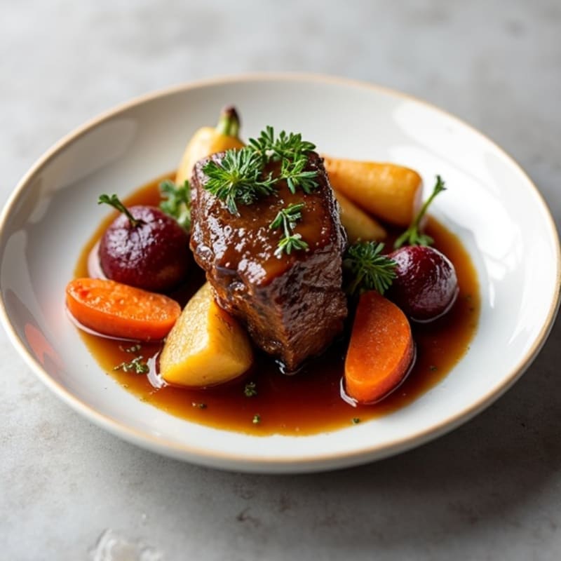 Tender Slow-Braised Short Ribs with Roasted Root Vegetables