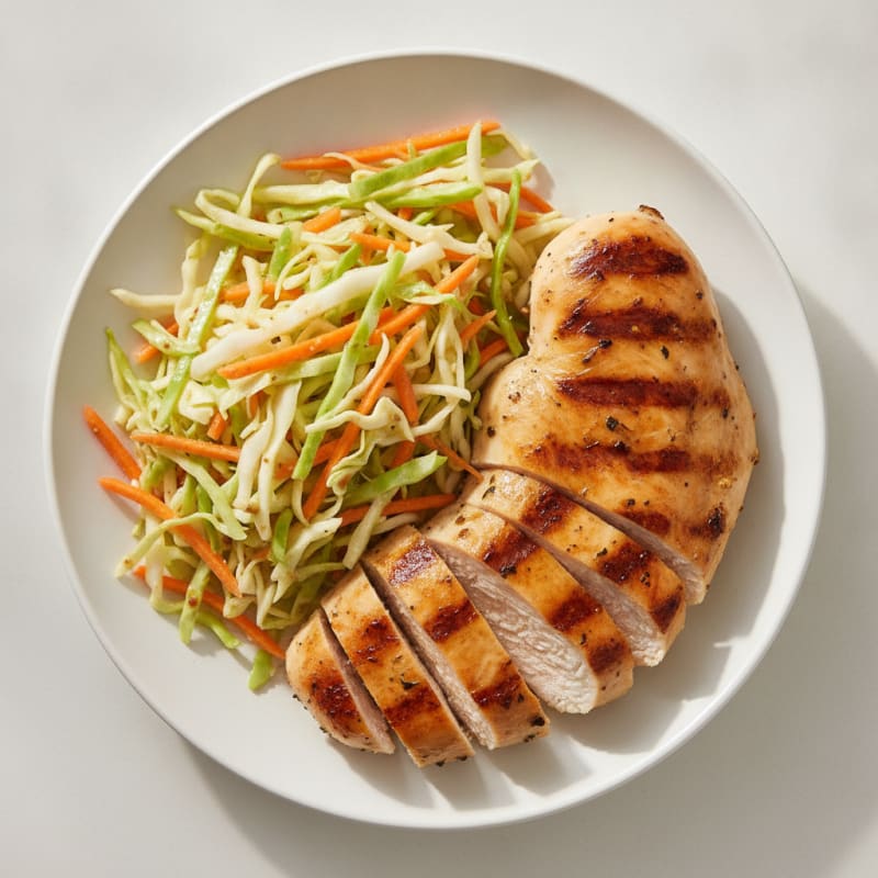 Grilled Chicken Breast with Crunchy Cabbage Slaw