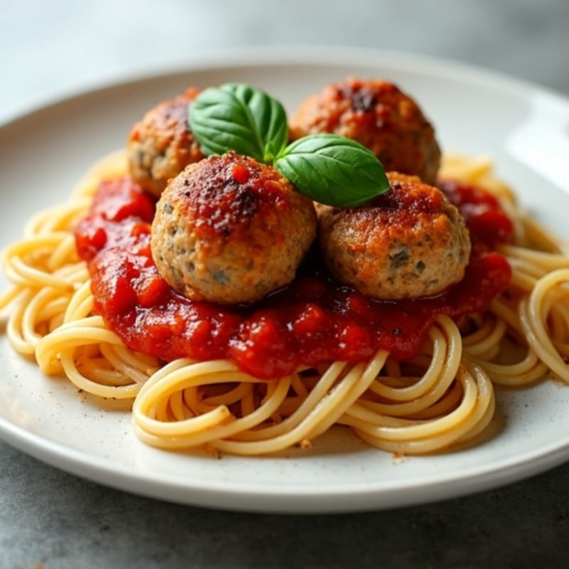 Lean Turkey Meatballs with Whole Wheat Spaghetti and Fresh Basil Tomato Sauce