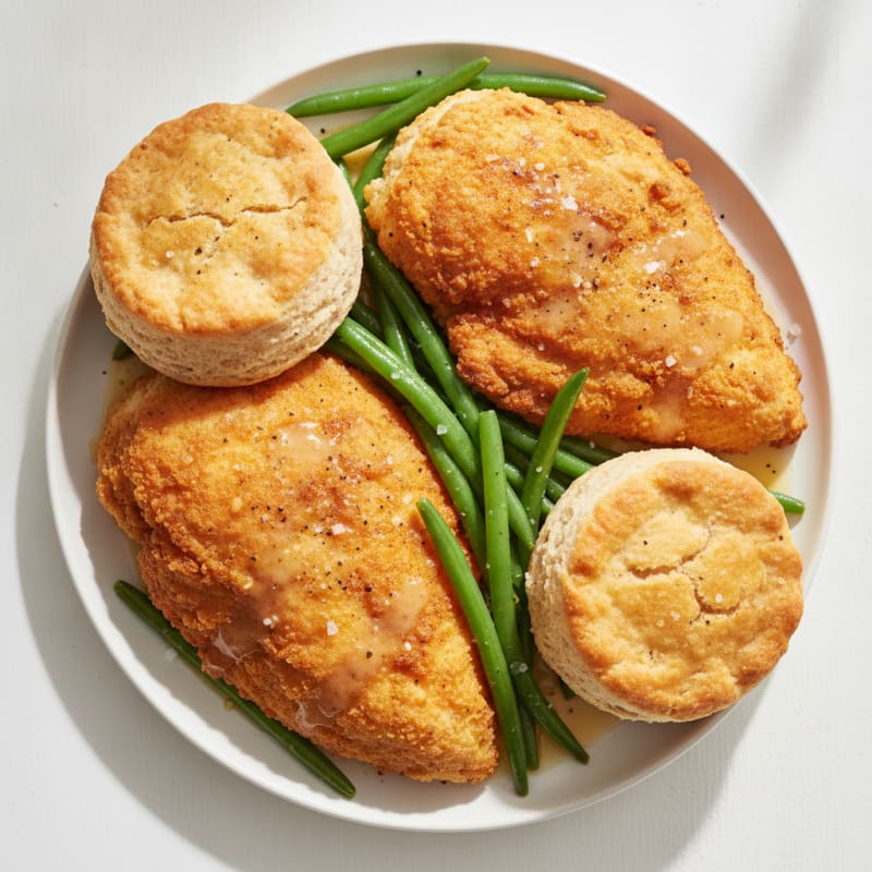 Buttermilk Fried Chicken with Fluffy Biscuits