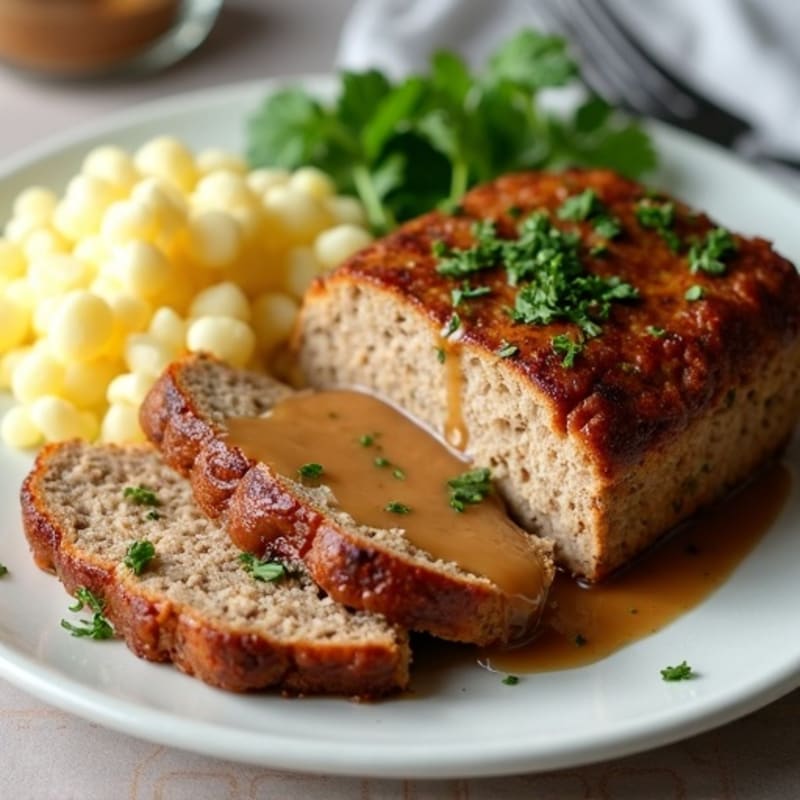 Herb-Crusted Turkey Meatloaf with Mushroom Gravy