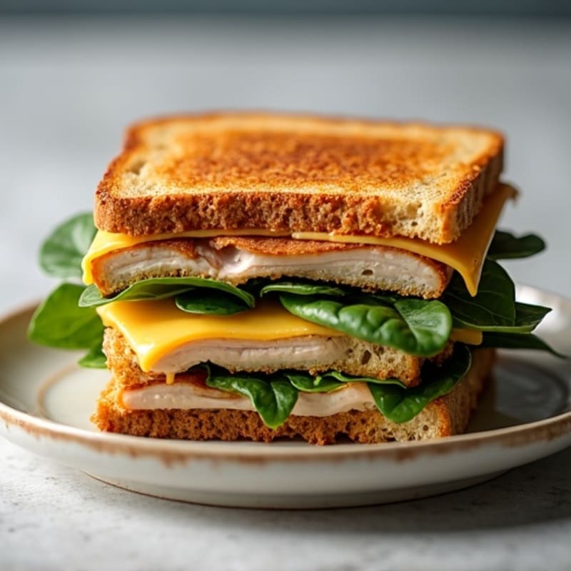 Crispy Whole Grain Triple-Decker Turkey and Spinach Melt