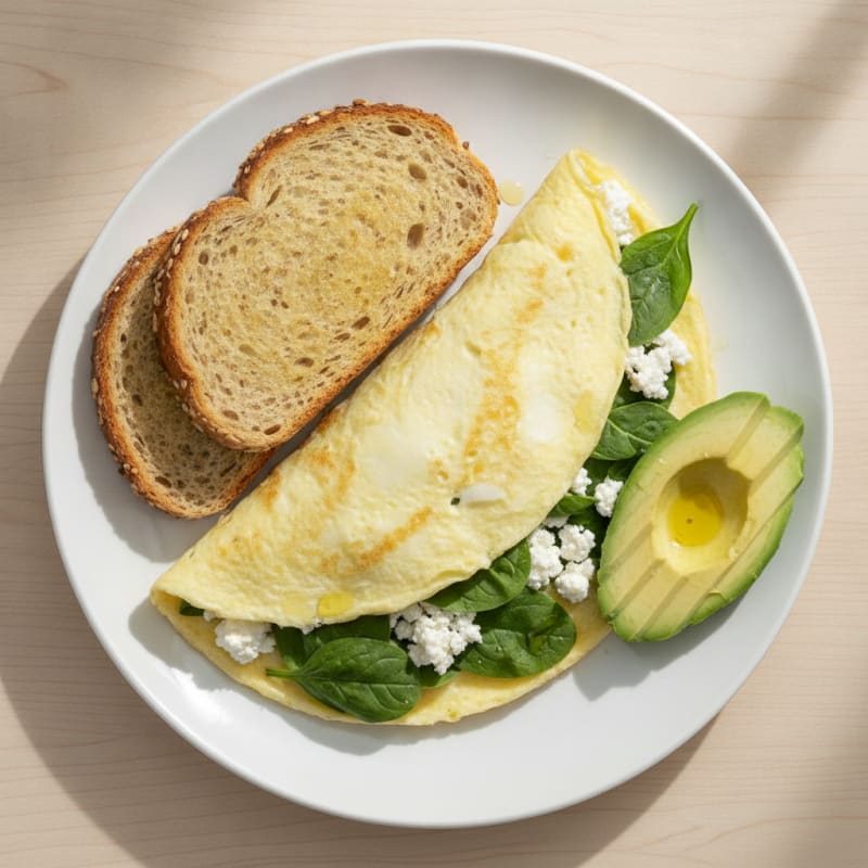 Egg White Spinach Omelette with Cottage Cheese