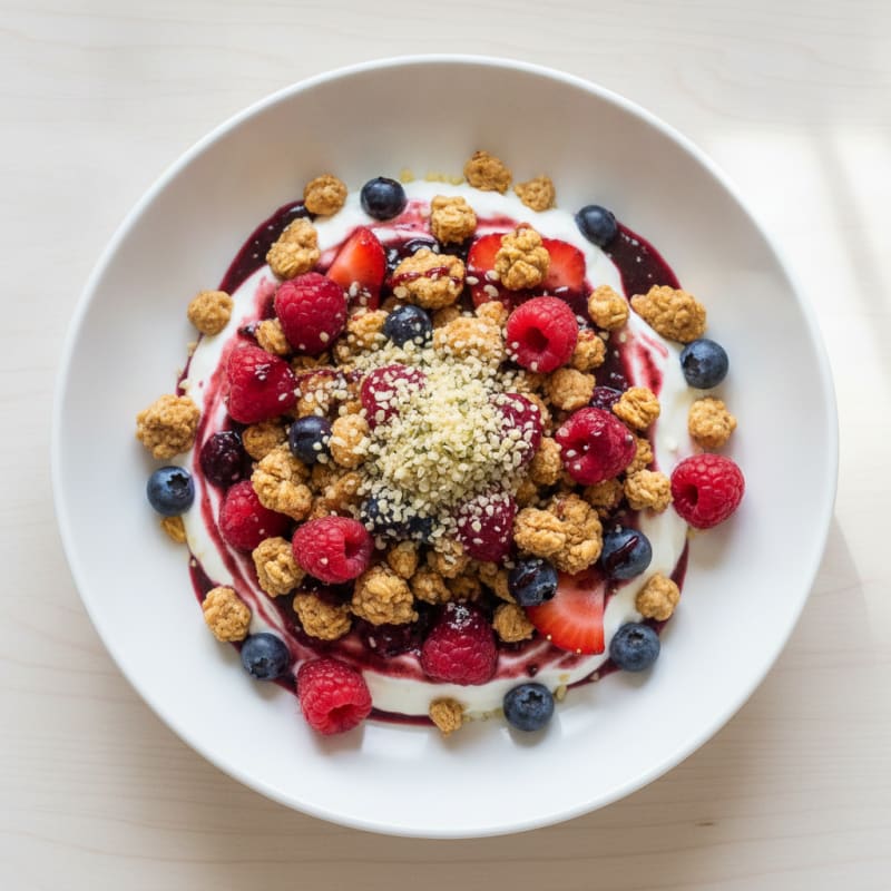 Greek Yogurt Parfait with Mixed Berries and Protein Granola