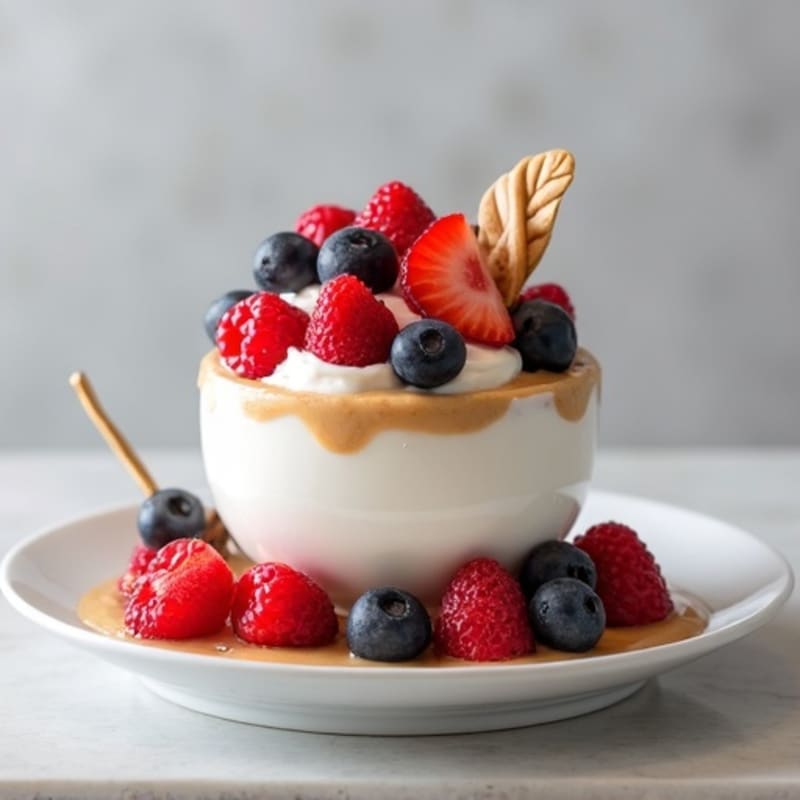 Greek Yogurt Protein Parfait with Mixed Berries and Almond Butter