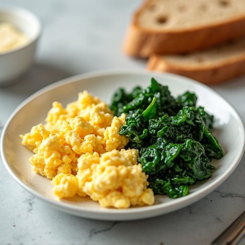 Scrambled Egg Whites with Cottage Cheese and Sautéed Spinach