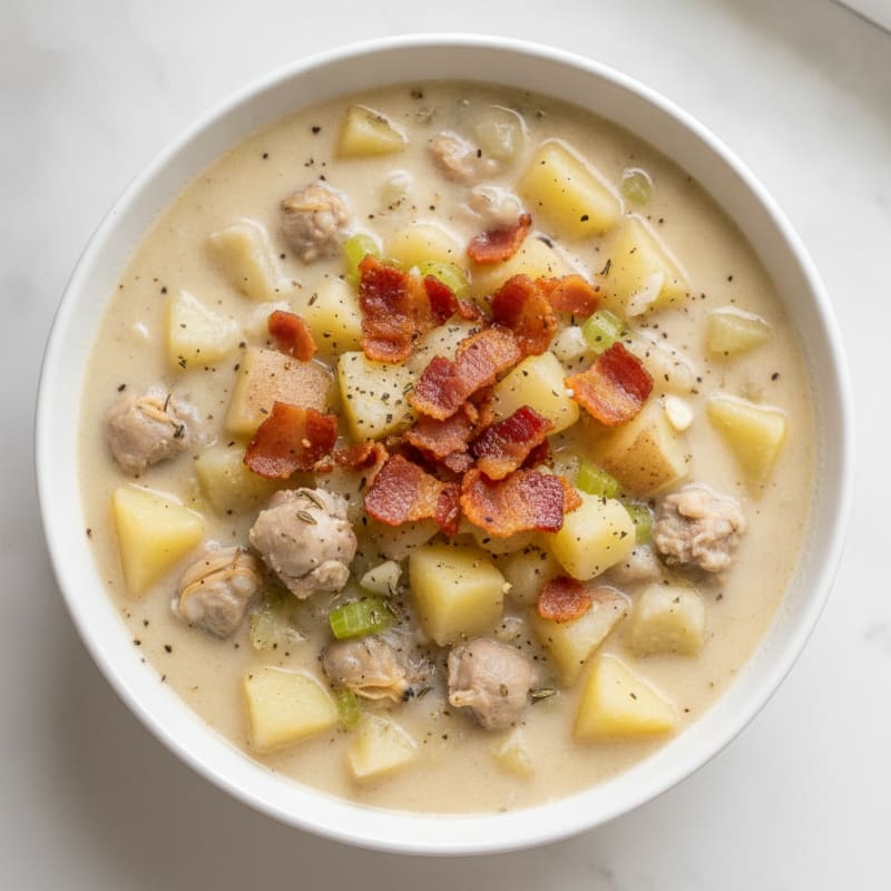 New England Clam Chowder with Bacon