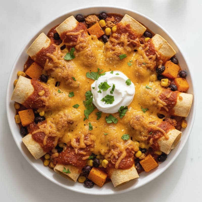 Butternut Squash Black Bean Enchilada Bake