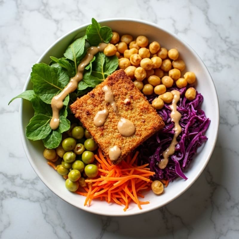 Crispy Baked Tofu Buddha Bowl with Tahini Sauce