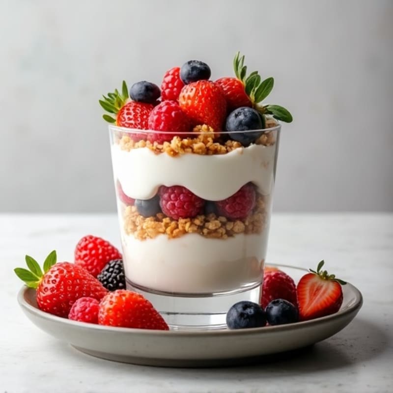 Greek Yogurt Parfait with Mixed Berries and Almond Butter