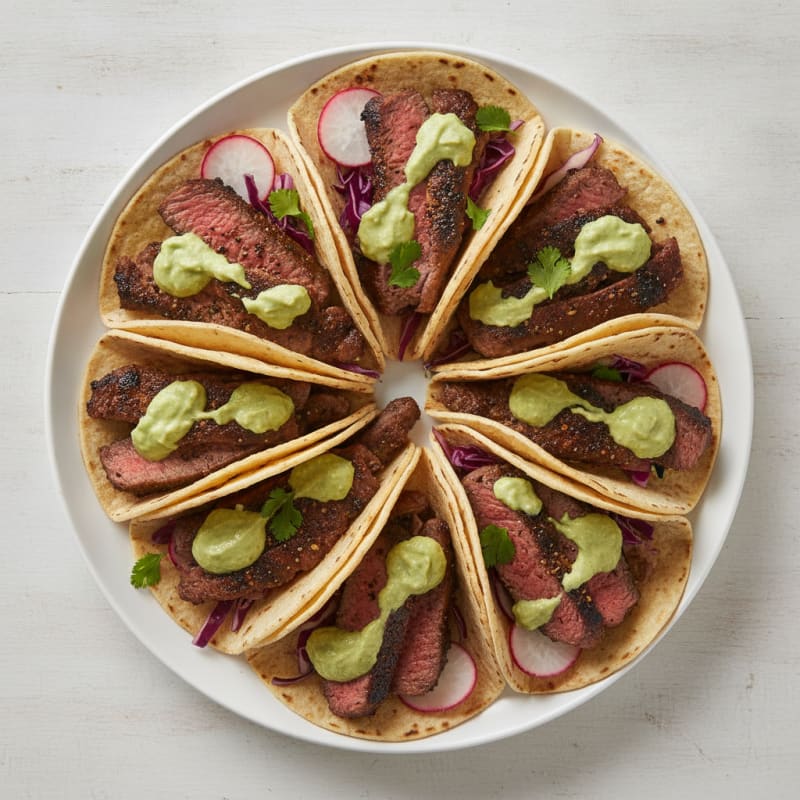Grilled Steak Tacos with Avocado Crema