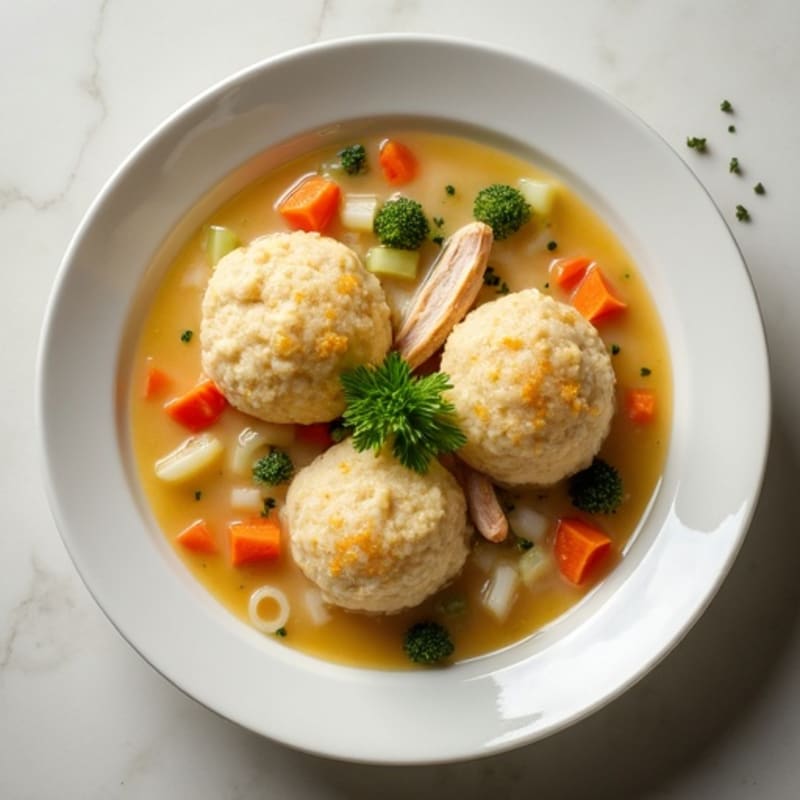 Creamy Chicken and Vegetable Soup with Fluffy Herbed Dumplings