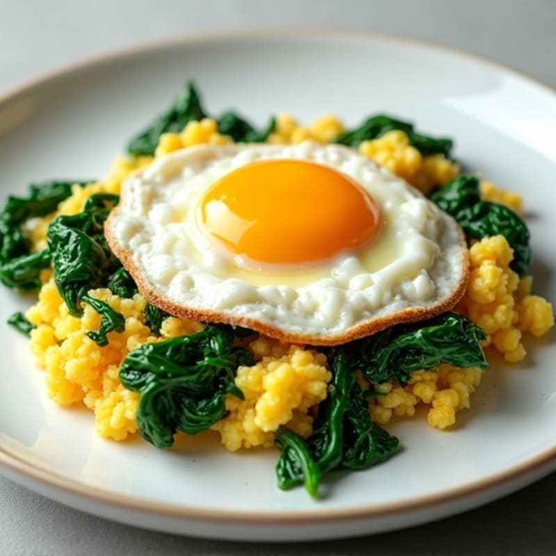 Cottage Cheese Egg White Scramble with Sautéed Spinach