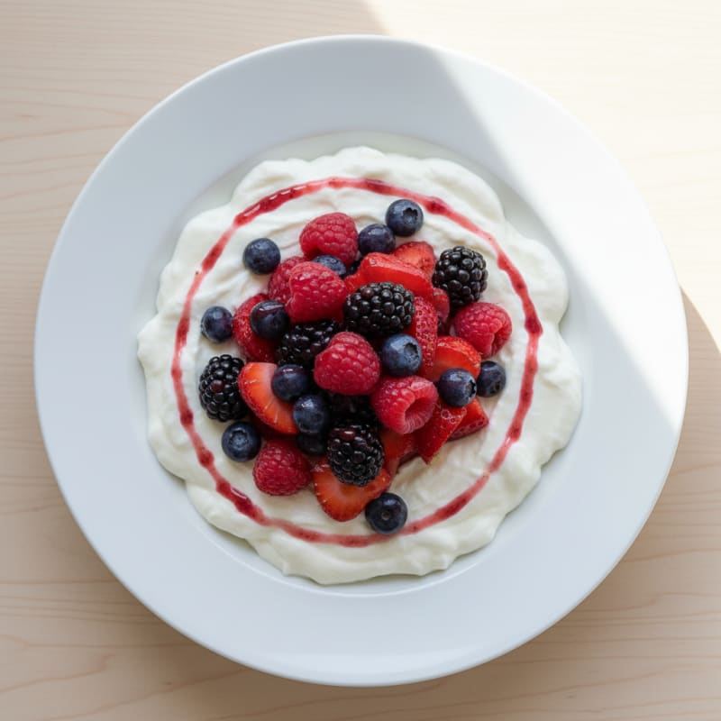 Greek Yogurt Protein Pudding with Mixed Berries
