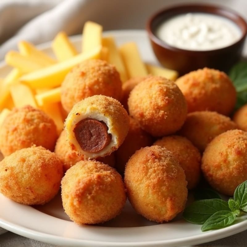 Crispy Baked Chicken Sausage Corn Dog Bites