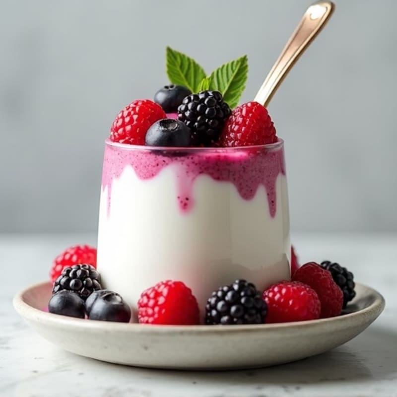 Greek Yogurt Protein Pudding with Mixed Berries