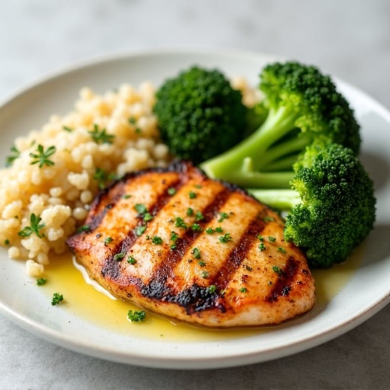 Grilled Chicken Breast with Quinoa and Steamed Broccoli