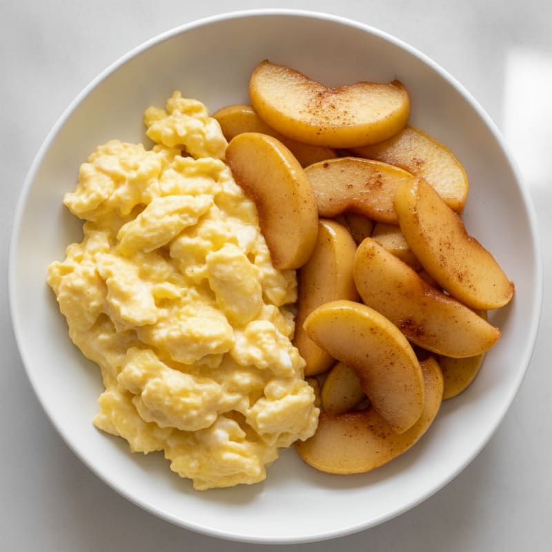 Scrambled Eggs with Greek Yogurt and Sautéed Apples