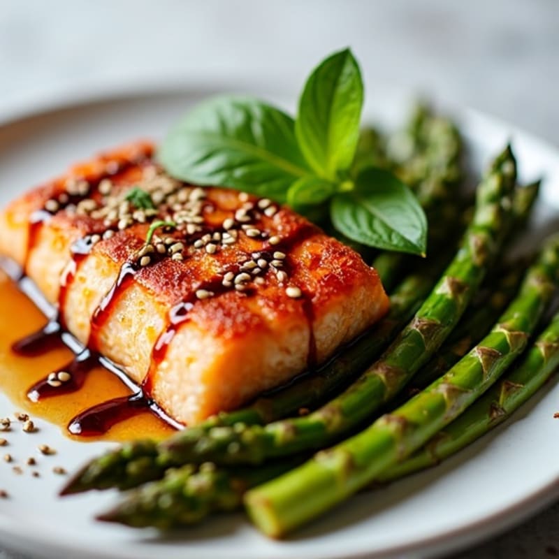 Crispy Teriyaki Glazed Salmon with Roasted Asparagus