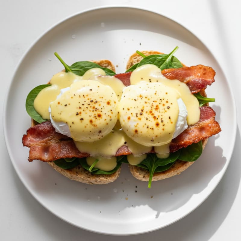 Creamy Hollandaise Eggs Benedict with Crispy Ham