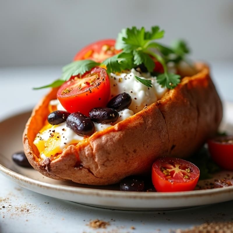 Crispy-Skinned Loaded Sweet Potato with Greek Yogurt