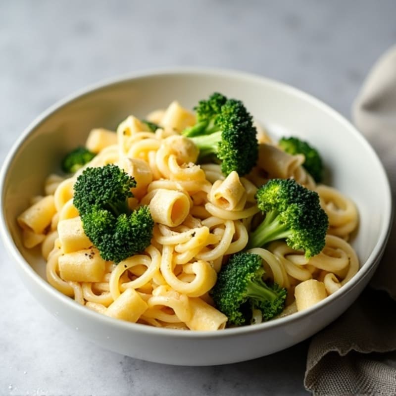Creamy Cashew Alfredo Pasta with Crispy Roasted Broccoli