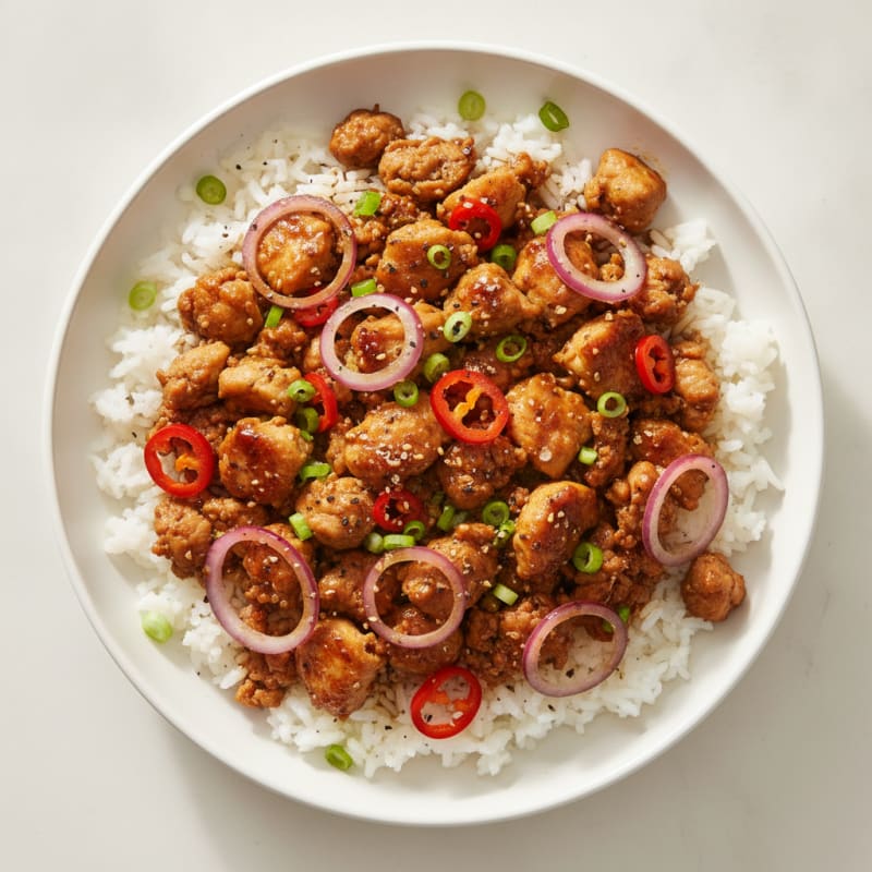 Ground Chicken with Sweet Soy Glaze