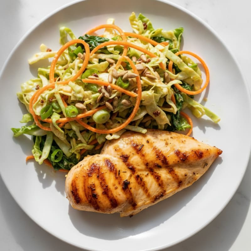 Grilled Chicken Breast with Crunchy Cabbage Slaw