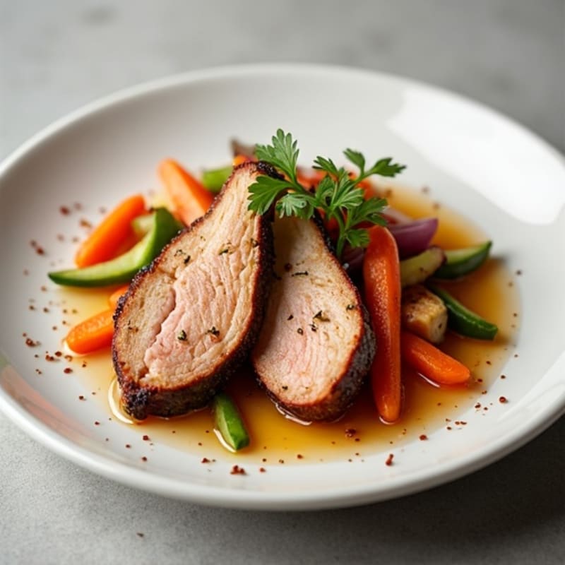 Roasted Spicy Pork with Tangy Pickled Vegetables