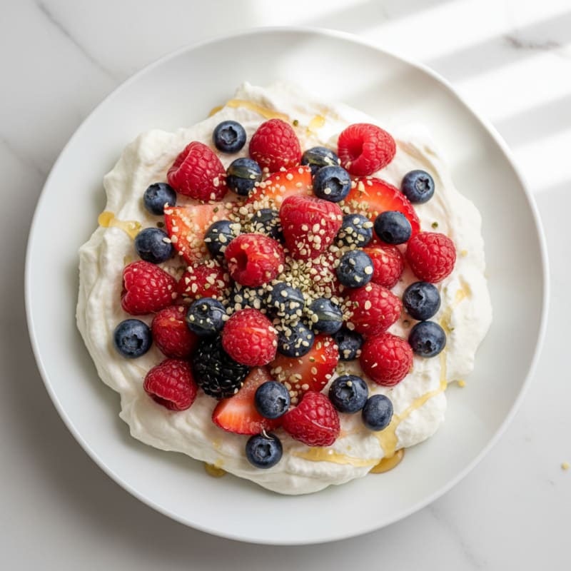 Greek Yogurt Protein Mousse with Mixed Berries