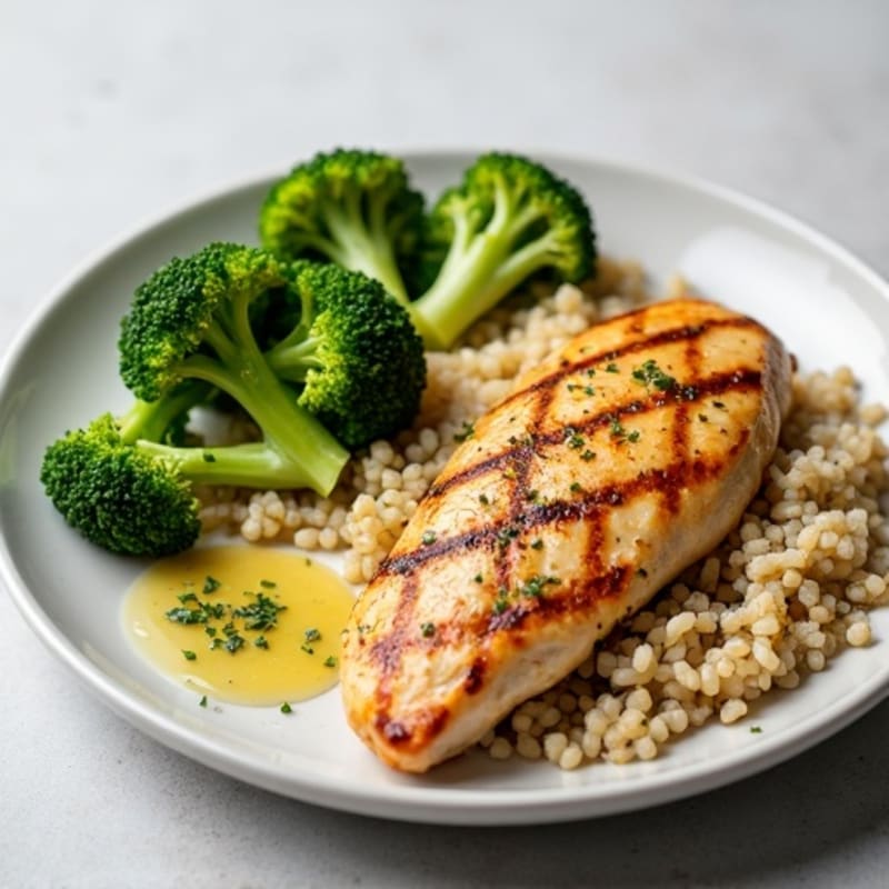 Grilled Chicken Breast with Quinoa and Steamed Broccoli
