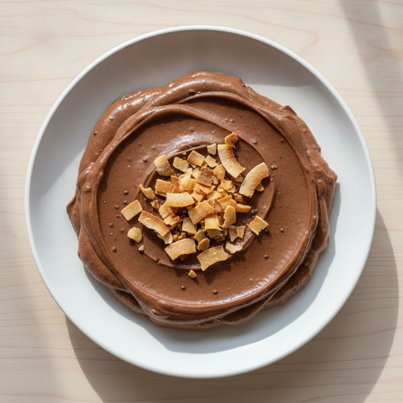 Silky Chocolate Protein Pudding with Toasted Coconut
