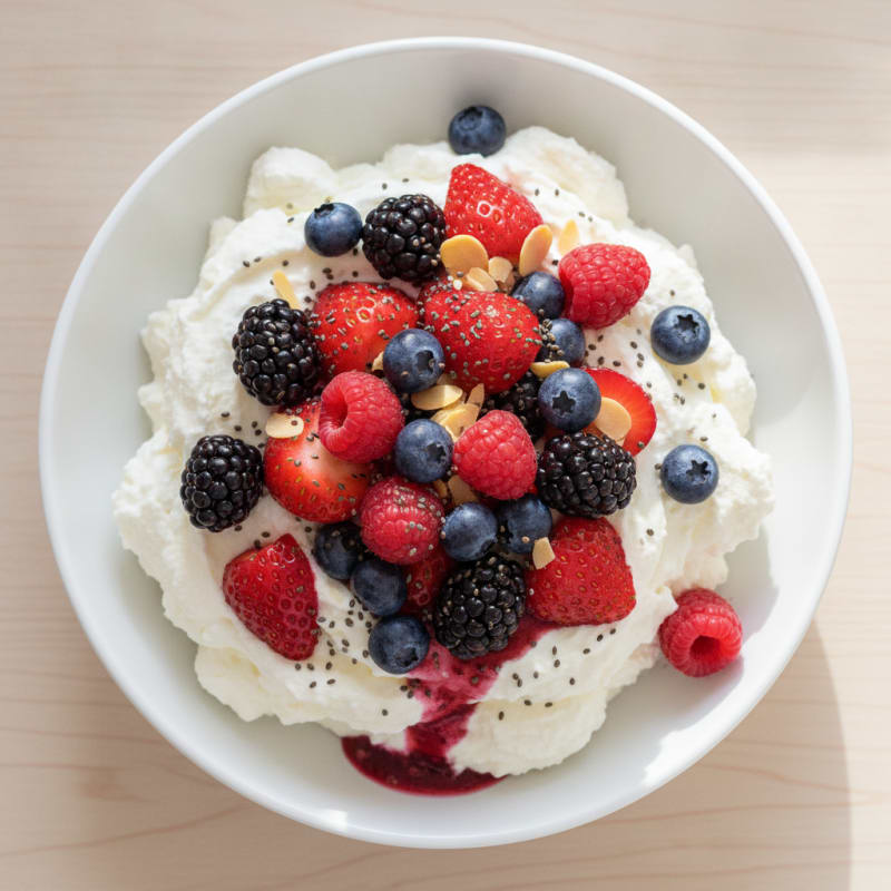 Greek Yogurt Protein Mousse with Mixed Berries