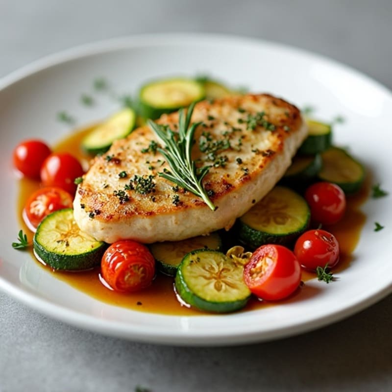 Herb-Crusted Pan Seared Chicken with Roasted Vegetables