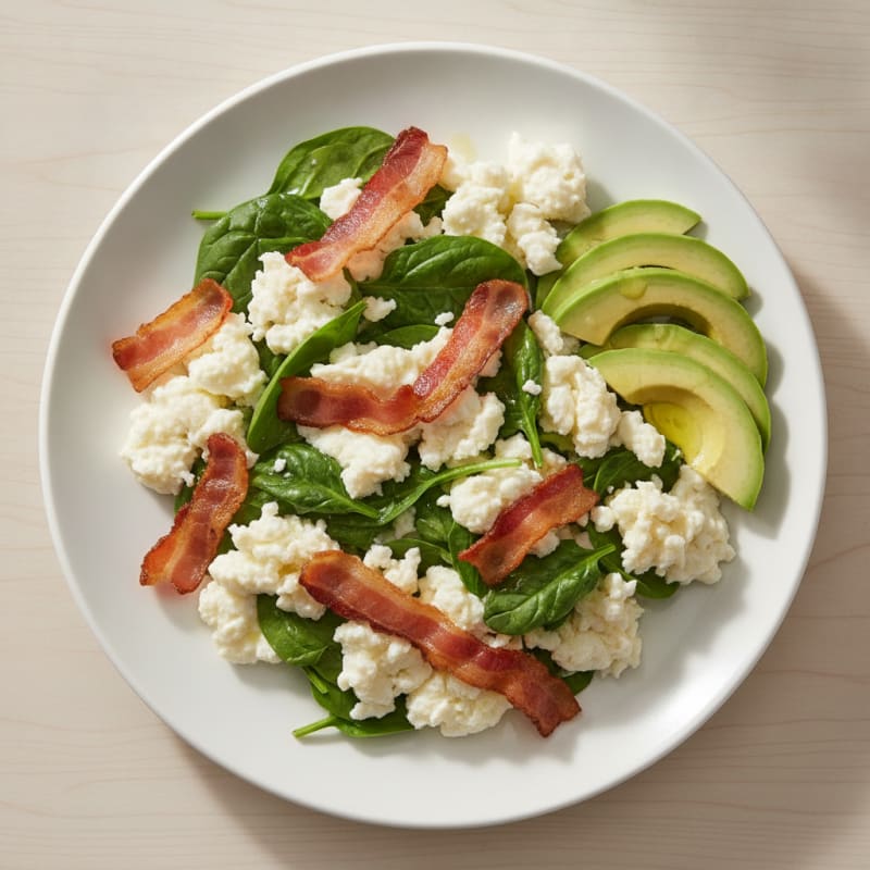 Egg White Scramble with Spinach and Turkey Bacon