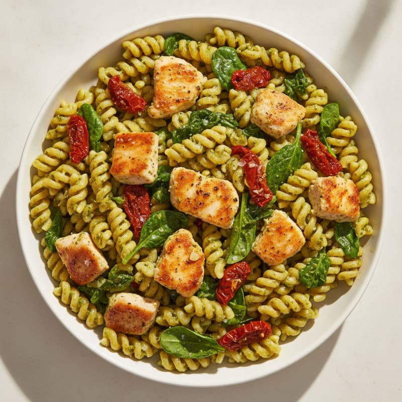 Pesto Chicken Pasta with Sun-Dried Tomatoes